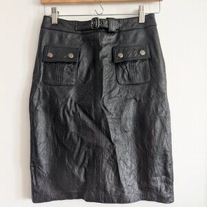 Tristan&Iseut leather midi skirt